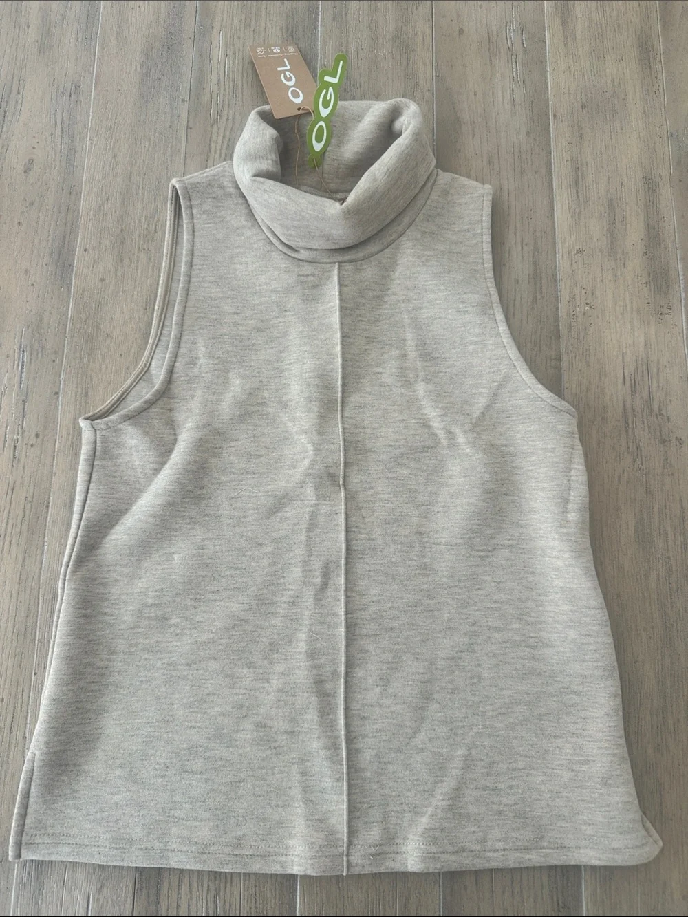 OGL Light Gray Sleeveless Cowl Turtleneck Sweater Vest